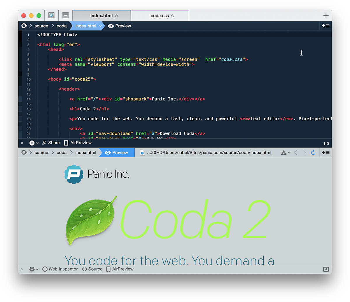 coda 2 html template